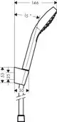 Brausehalter mit schlanker Form und 15-Grad-Winkel. Der Halter ist aus verchromtem Material und dient zur Befestigung der Handbrause von Hansgrohe.